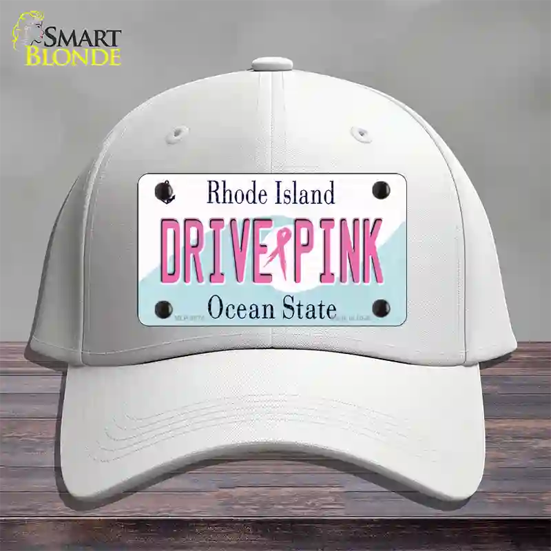 Drive Pink Rhode Island Novelty License Plate Hat Cotton / White