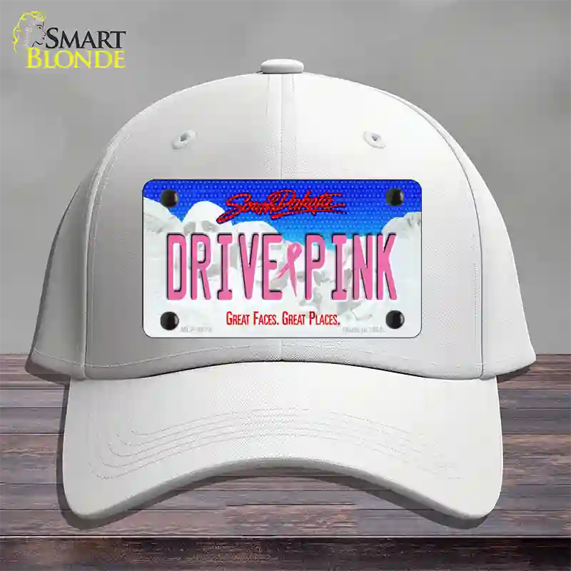 Drive Pink South Dakota Novelty License Plate Hat Cotton / White