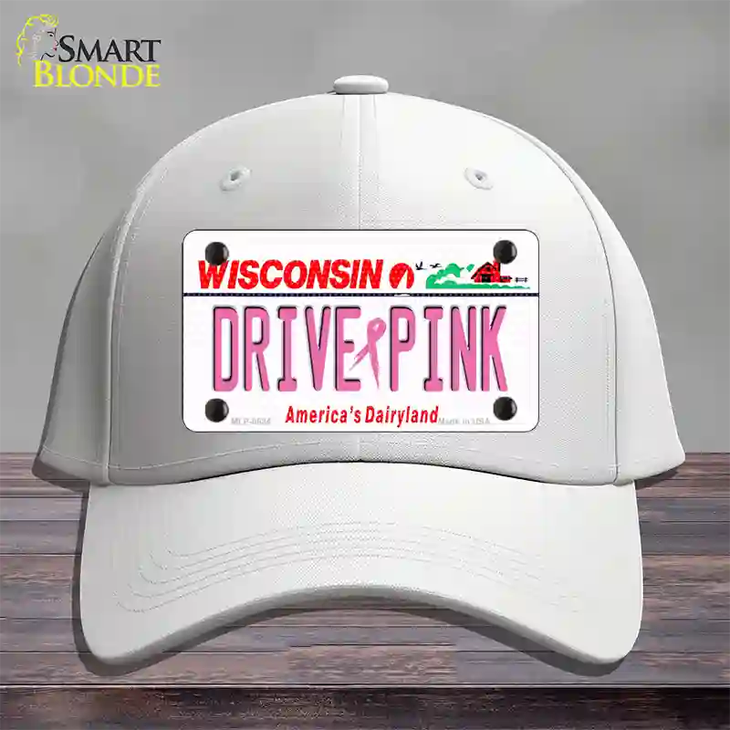 Drive Pink Wisconsin Novelty License Plate Hat Cotton / White