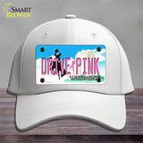 Drive Pink Wyoming Novelty License Plate Hat Cotton / White