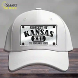 Property Of Kansas Novelty License Plate Hat Cotton / White