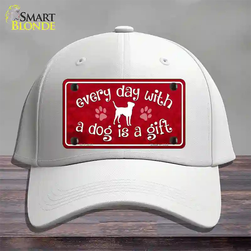 Dog Is A Gift Novelty License Plate Hat Cotton / White