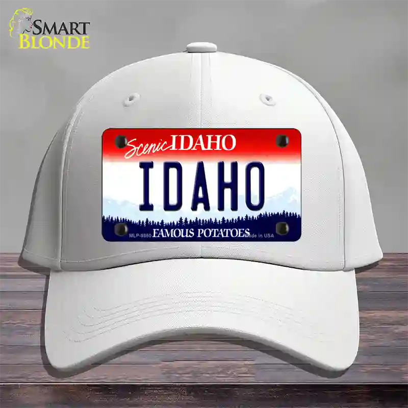 Scenic Idaho Novelty License Plate Hat Cotton / White