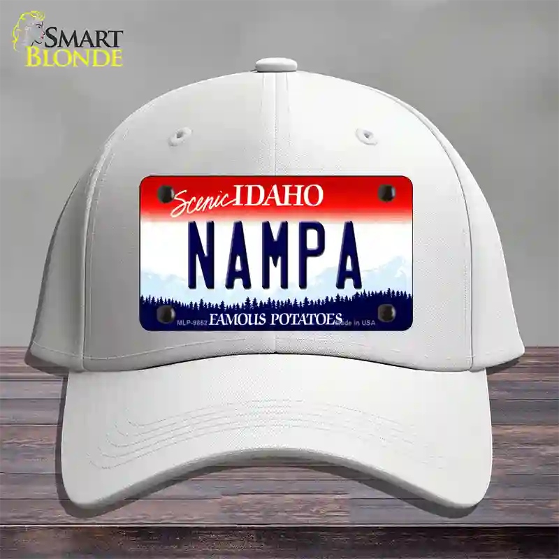 Nampa Idaho Novelty License Plate Hat Cotton / White