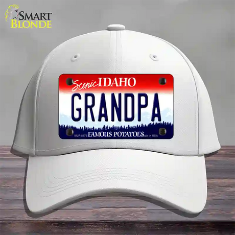 Grandpa Idaho Novelty License Plate Hat Cotton / White