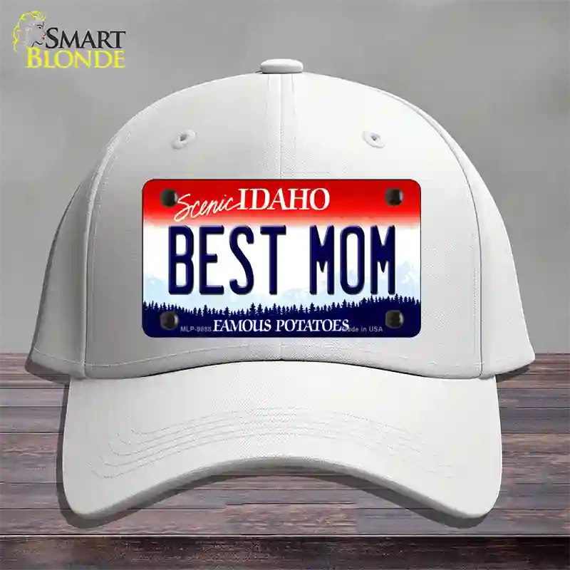 Best Mom Idaho Novelty License Plate Hat Cotton / White