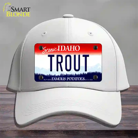 Trout Idaho Novelty License Plate Hat Cotton / White