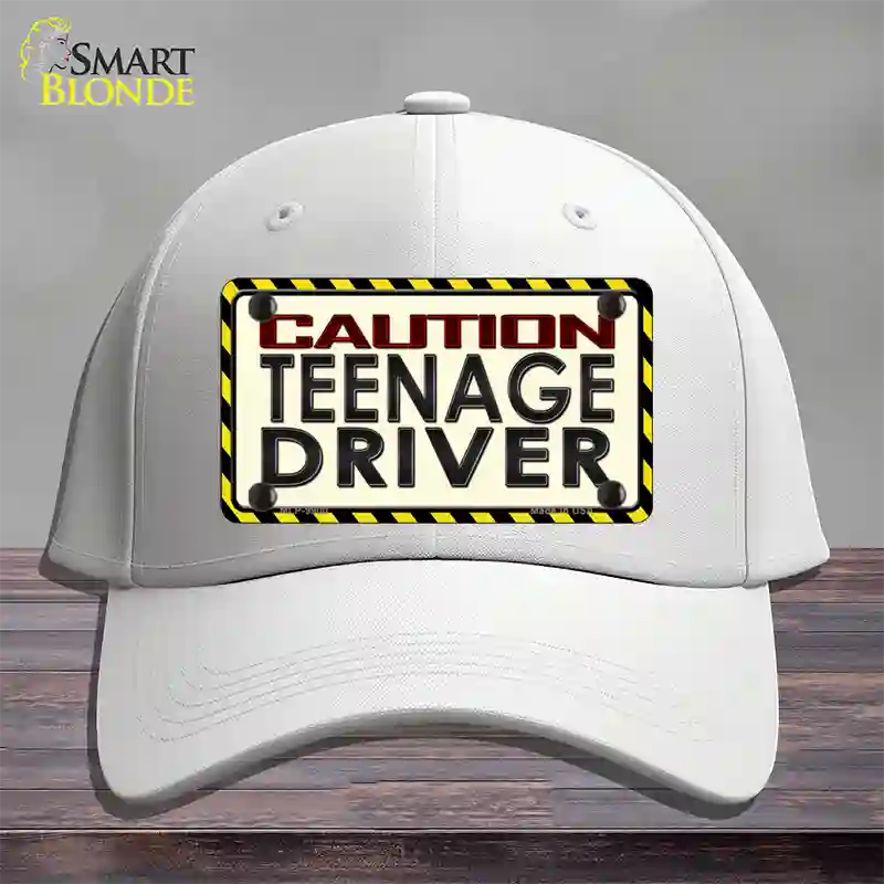 Caution Teenage Driver Novelty License Plate Hat Cotton / White