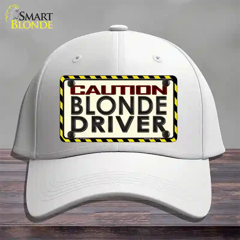 Caution Blonde Driver Novelty License Plate Hat Cotton / White