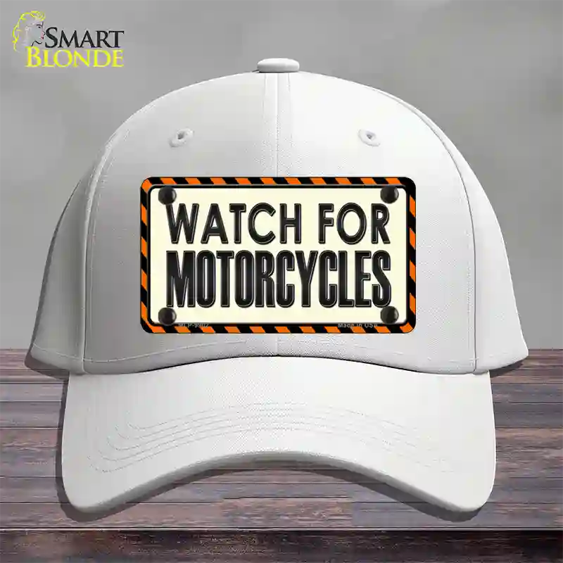 Watch For Motorcycle Novelty License Plate Hat Cotton / White