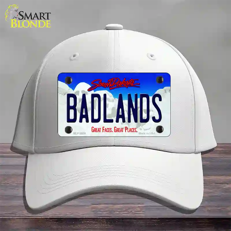 Badlands South Dakota Novelty License Plate Hat Cotton / White