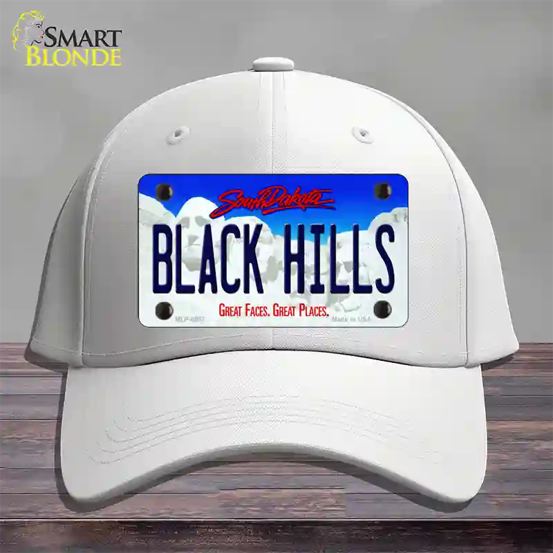 Black Hills South Dakota Novelty License Plate Hat Cotton / White