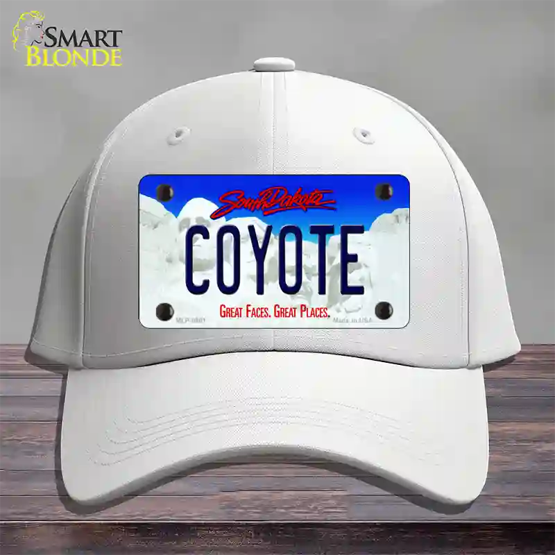 Coyote South Dakota Novelty License Plate Hat Cotton / White