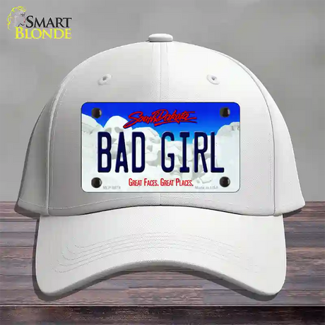 Bad Girl South Dakota Novelty License Plate Hat Cotton / White