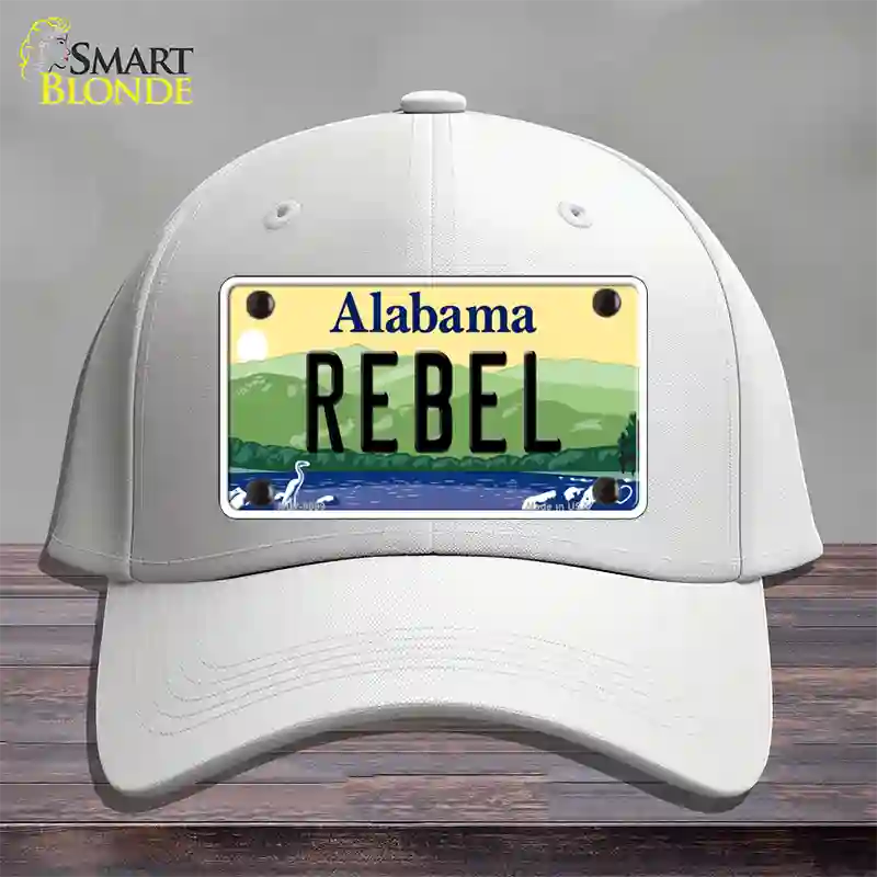 Rebel Alabama Novelty License Plate Hat Cotton / White