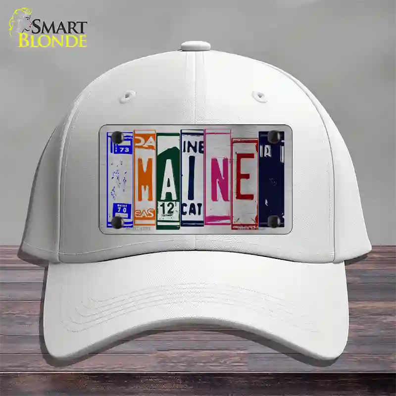 Maine License Plate Art Novelty License Plate Hat Cotton / White