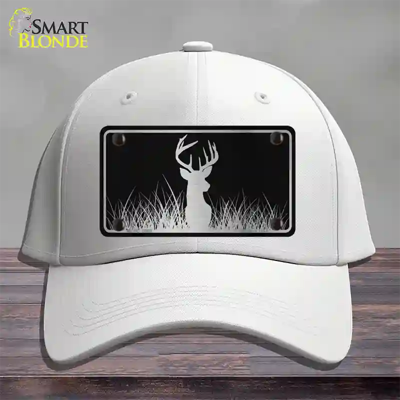 Deer Black Brushed Chrome Novelty License Plate Hat Cotton / White