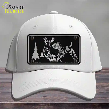 Elk Black Brushed Chrome Novelty License Plate Hat Cotton / White