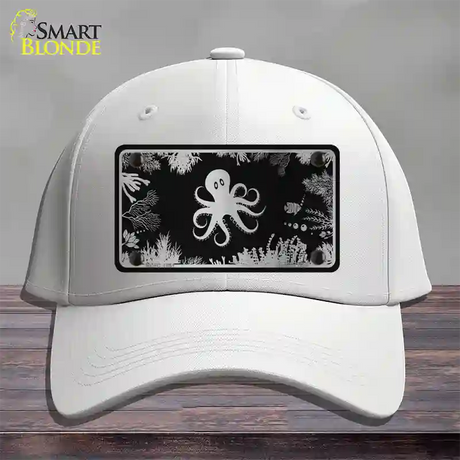 Octopus Black Brushed Chrome Novelty License Plate Hat Cotton / White