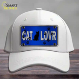 Cat Lover Blue Brushed Chrome Novelty License Plate Hat Tag Cotton / White