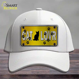 Cat Lover Yellow Brushed Chrome Novelty License Plate Hat Tag Cotton / White