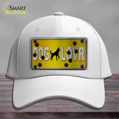 Dog Lover Yellow Brushed Chrome Novelty License Plate Hat Tag Cotton / White