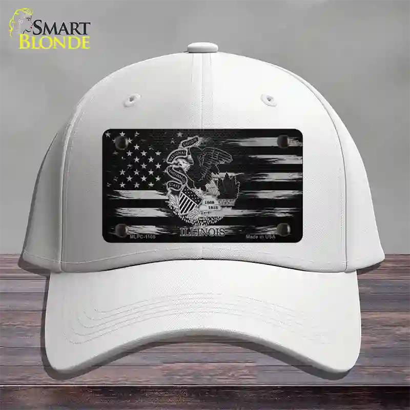 Illinois Carbon Fiber Novelty License Plate Hat Cotton / White