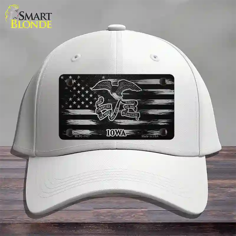 Iowa Carbon Fiber Novelty License Plate Hat Cotton / White