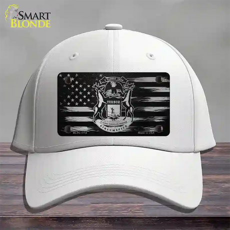 Michigan Carbon Fiber Novelty License Plate Hat Cotton / White