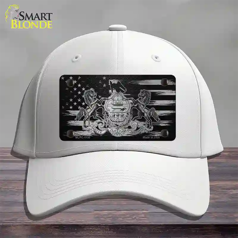 Pennsylvania Carbon Fiber Novelty License Plate Hat Cotton / White