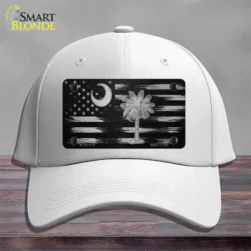 South Carolina Carbon Fiber Novelty License Plate Hat Cotton / White