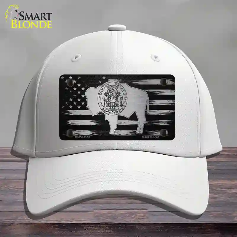 Wyoming Carbon Fiber Novelty License Plate Hat Cotton / White