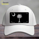 Palmetto Flag Brushed Chrome Novelty License Plate Hat Cotton / White