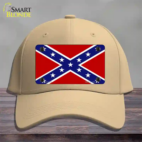 Confederate Flag Novelty License Plate Hat Cotton / Khaki