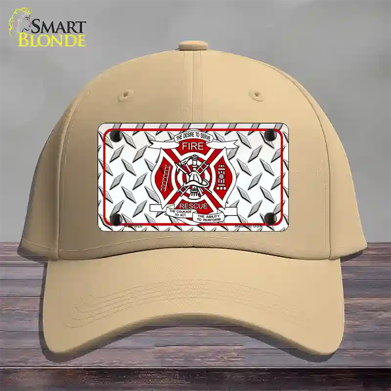 Fire Fighter Rescue Novelty License Plate Hat Cotton / Khaki