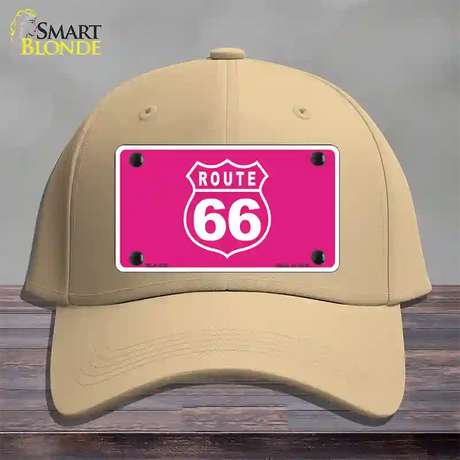 US Route 66 Pink Novelty License Plate Hat Cotton / Khaki