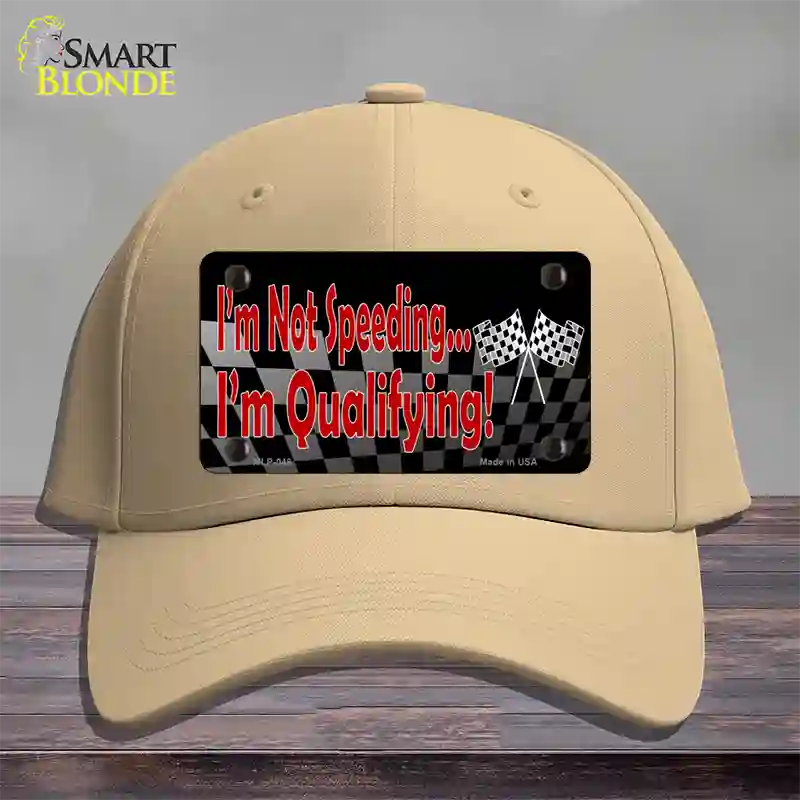 Im Qualifying Novelty License Plate Hat Cotton / Khaki