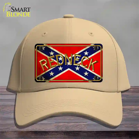 Redneck Confederate Flag Novelty License Plate Hat Cotton / Khaki