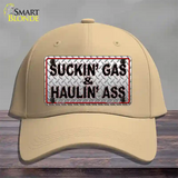 Suckin Gas and Haulin Ass Novelty License Plate Hat Cotton / Khaki