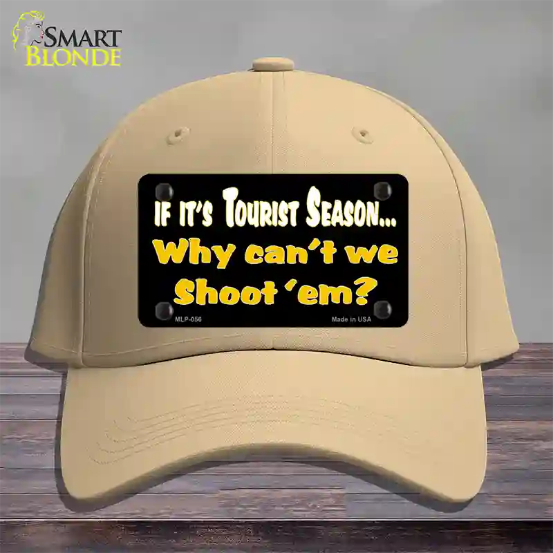 Why Cant We Shoot Em Novelty License Plate Hat Cotton / Khaki