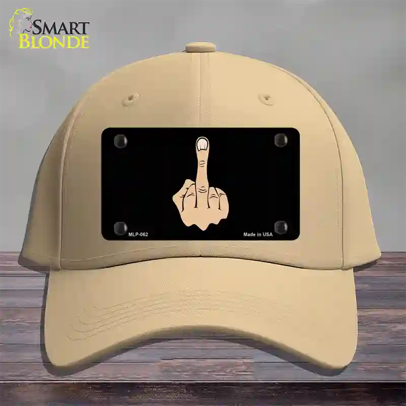 Middle Finger Novelty License Plate Hat Cotton / Khaki