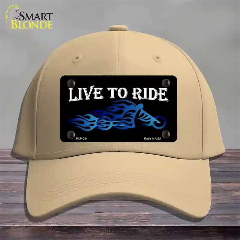 Live To Ride Novelty License Plate Hat Cotton / Khaki