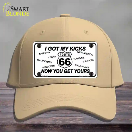 I Got My Kicks Novelty License Plate Hat Cotton / Khaki