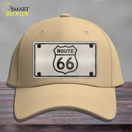 Route 66 Shield White Novelty License Plate Hat Cotton / Khaki