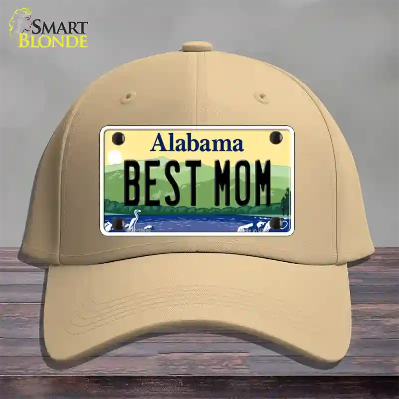 Best Mom Alabama Novelty License Plate Hat Cotton / Khaki