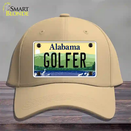 Golfer Alabama Novelty License Plate Hat Cotton / Khaki