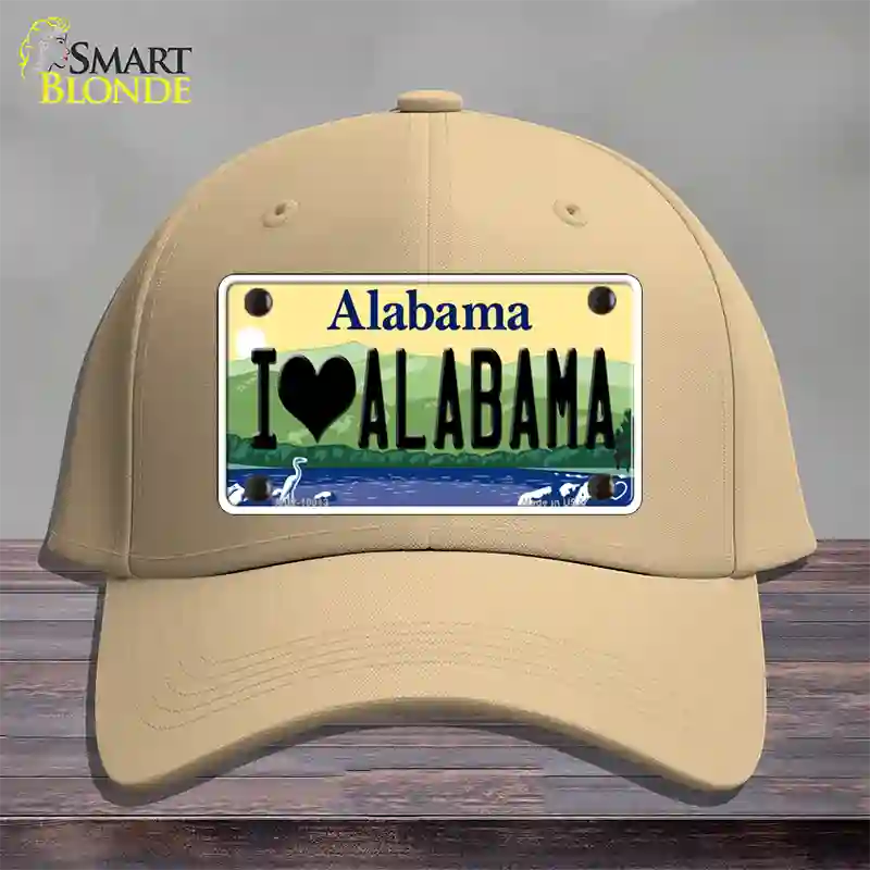 I Love Alabama Novelty License Plate Hat Cotton / Khaki