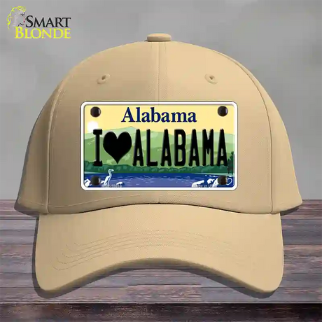 I Love Alabama Novelty License Plate Hat Cotton / Khaki