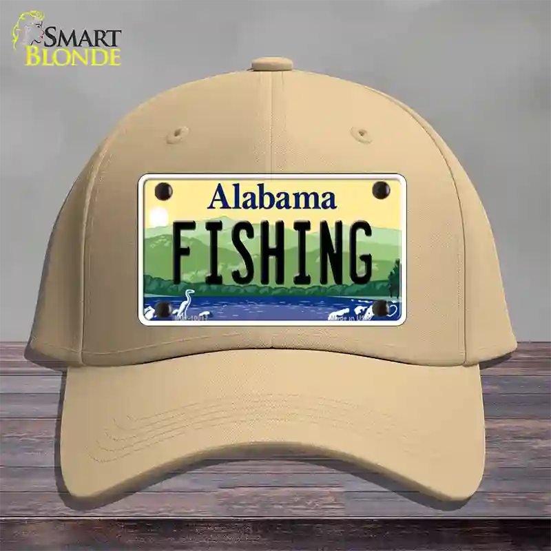 Fishing Alabama Novelty License Plate Hat Cotton / Khaki