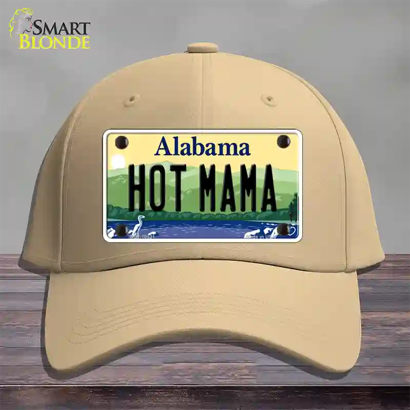 Hot Mama Alabama Novelty License Plate Hat Cotton / Khaki